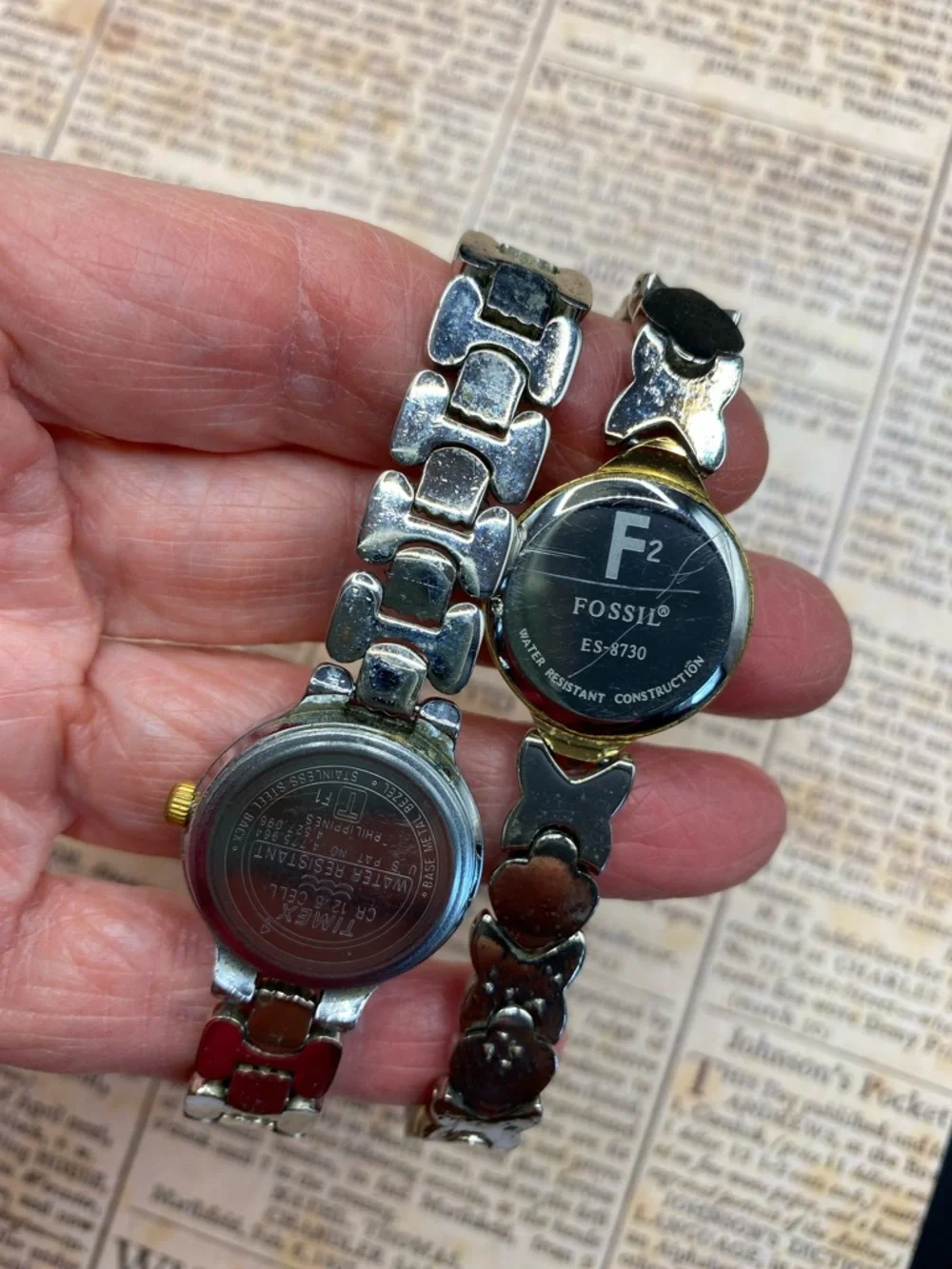 FOSSIL & TIMEX Women’s Two-Tone Gold and Silver Women's Bracelet Watches
